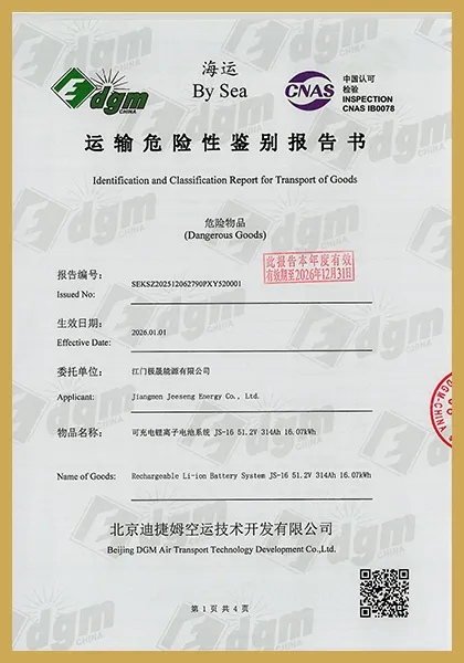 Certificate-DG Classification Report-16KWh